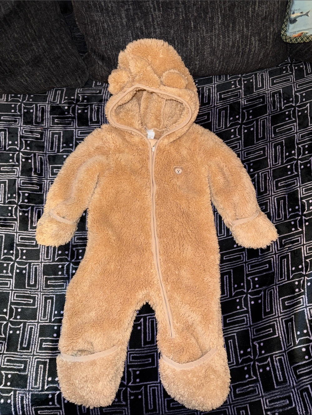 Huggies 6 Months Cozy Brown Teddy Bear Suit Fleece